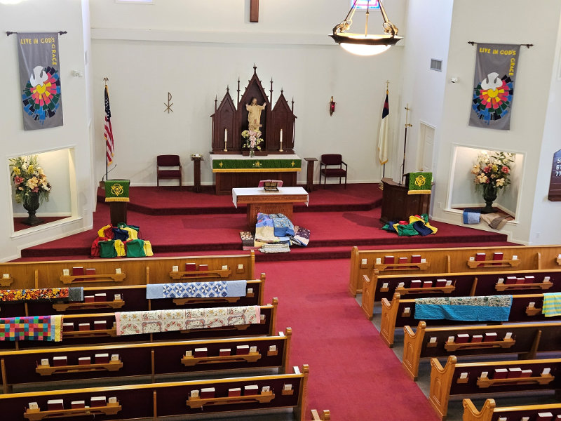 Exterior of St. John Lutheran Church, a historic country church in Cat Spring, Texas.