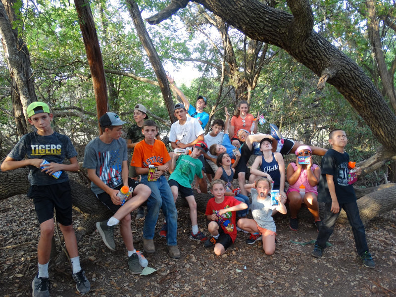 Children and youth of St. John Lutheran Church Cat Spring participating in group activities.